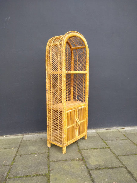 Vintage Boho Riet Rotan Boekenkast Kast - RELIVING