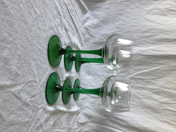 Set Van 6 Luminarc Wijnglazen Met Groene Steel