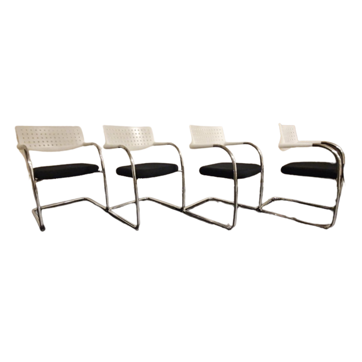 4X Vitra Visavis Stoel Wit/Zwart