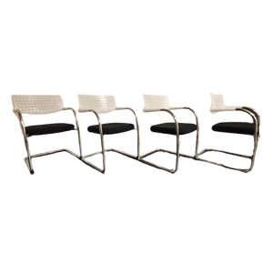 4X Vitra Visavis Stoel Wit/Zwart