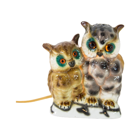 50'S Perfume Lamp | Owls On Book | Made In East-Germany