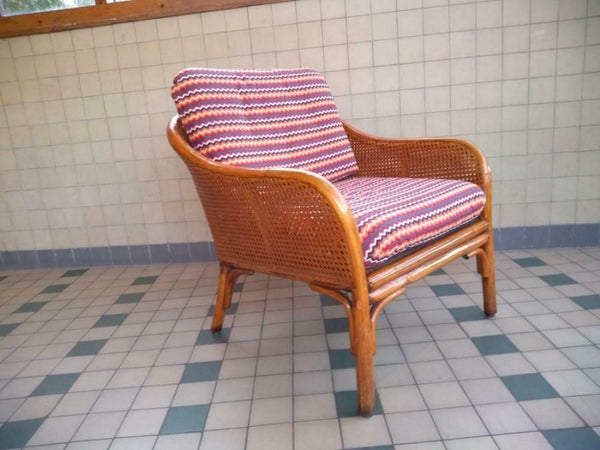 Vintage Boho Bamboe Riet Rotan Fauteuil - RELIVING