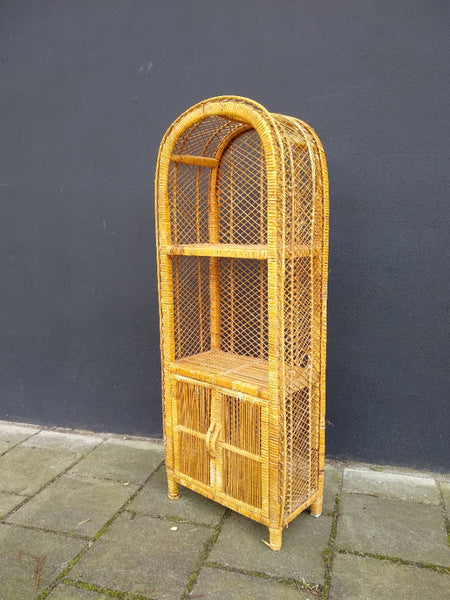 Vintage Boho Riet Rotan Boekenkast Kast - RELIVING