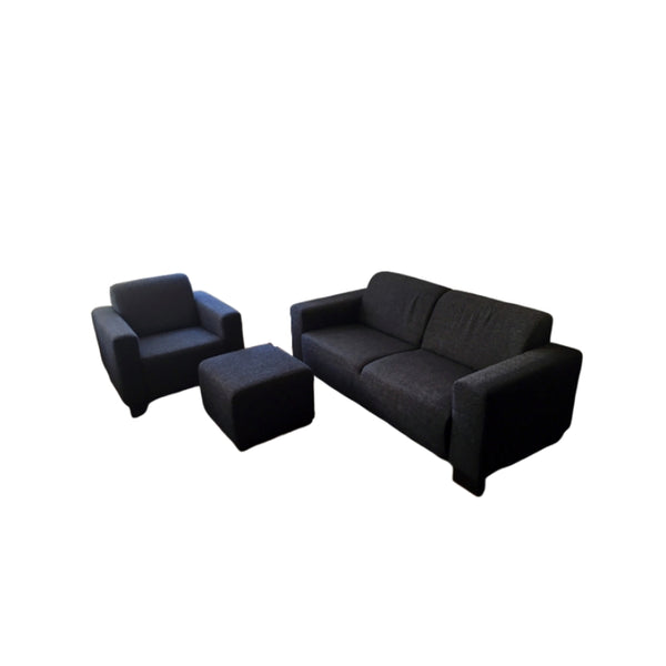 Grijze Bank 2,5 Zits Met Fauteuil En Hocker - RELIVING