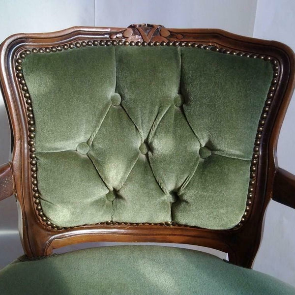 Vintage fauteuiltje groene velours - RELIVING