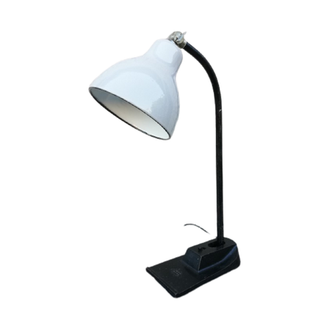 Antieke Bureaulamp Emaille Kap