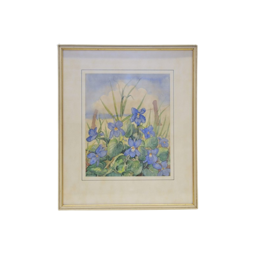 Beige Lijst Blauwe Bloemen