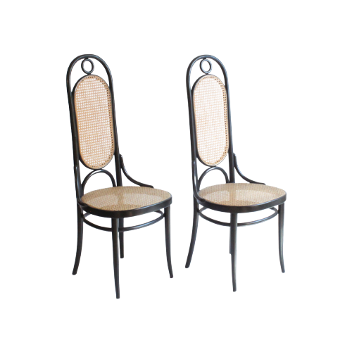 Bentwood And Cane “Long John” 207R Chairs By Michael Thonet, Set Of Two