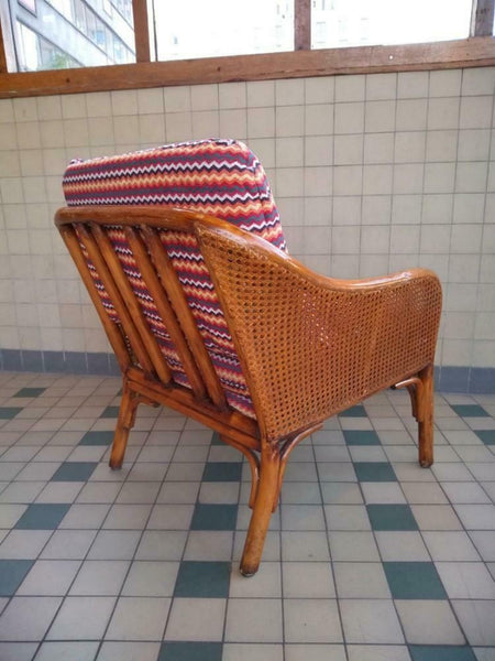 Vintage Boho Bamboe Riet Rotan Fauteuil - RELIVING