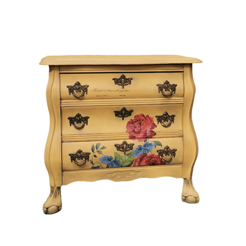 Buikkast - Geel - Met Bloemen Motief | Commode