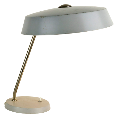 Vintage Grijze Space Age Bureaulamp Tafellamp Louis Kalff