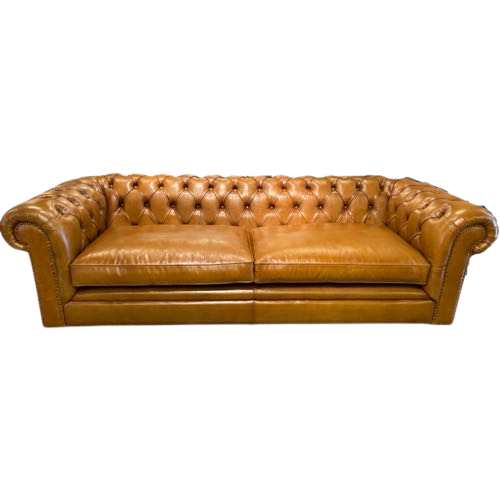 Chesterfield Bank 3,5 Zits Cognac Leer  Nieuw