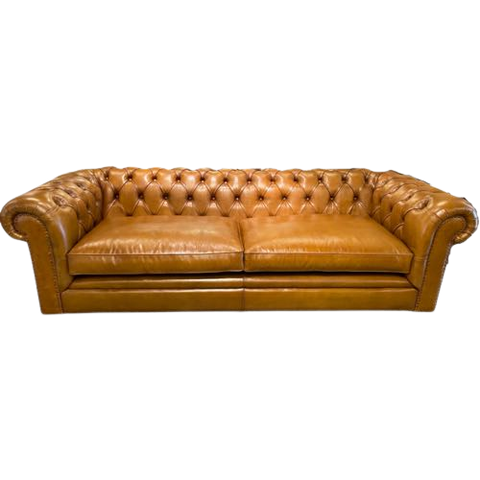 Chesterfield Bank 3,5 Zits Cognac Leer  Nieuw