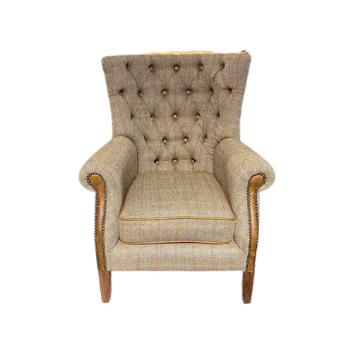 Chesterfield Fauteuil Hartis Tweed Met Leer