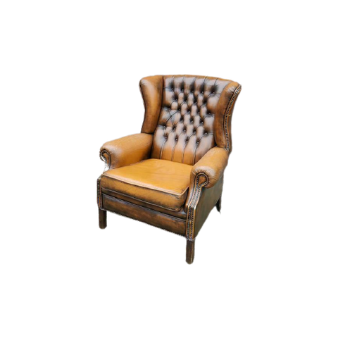 Chesterfield Oor Fauteuil Engels Leer Vintage