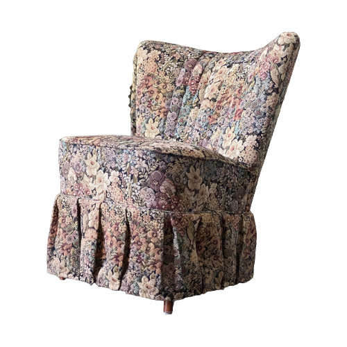 Cocktail Stoel / Fauteuil Met Rok En Bloemen Bekleding