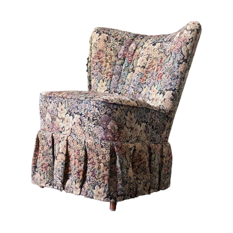 Cocktail Stoel / Fauteuil Met Rok En Bloemen Bekleding