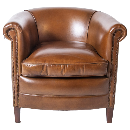 Compacte Chesterfield Club Fauteuil In Cognac Leer