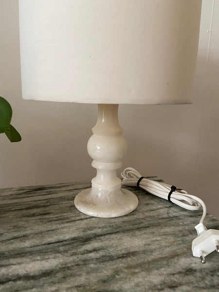 Onyx Lamp Wit Ecru Vintage Regency Brocante