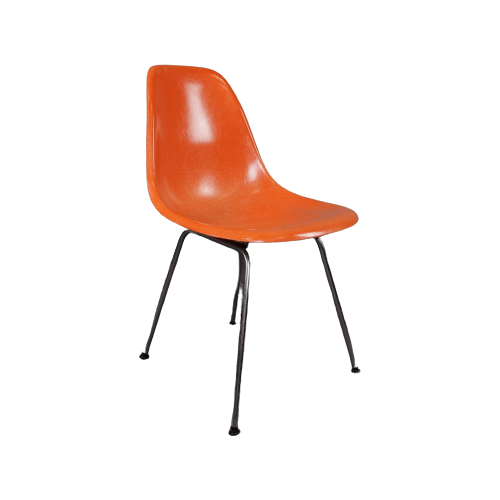 Eames, Herman Miller Dsx Fiberglass Stoel, Red Orange