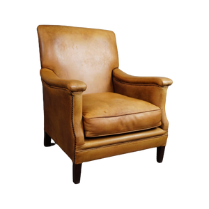 Fraaie Geleefde Rundleren Armchair