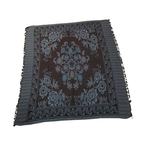 Gf117 Grandfoulard Blauwtinten Bloemen 220/190