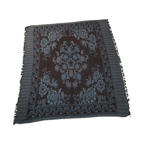 Gf117 Grandfoulard Blauwtinten Bloemen 220/190