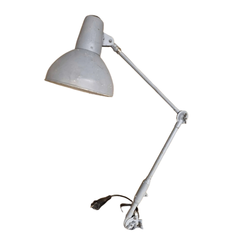 Grijze Industriële Bureaulamp Met Knikarm