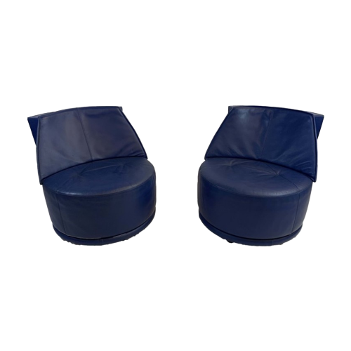 Guetan Roterende Fauteuil Blauw Leer