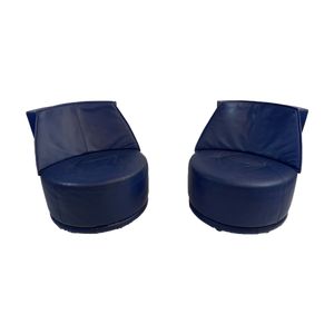 Guetan Roterende Fauteuil Blauw Leer