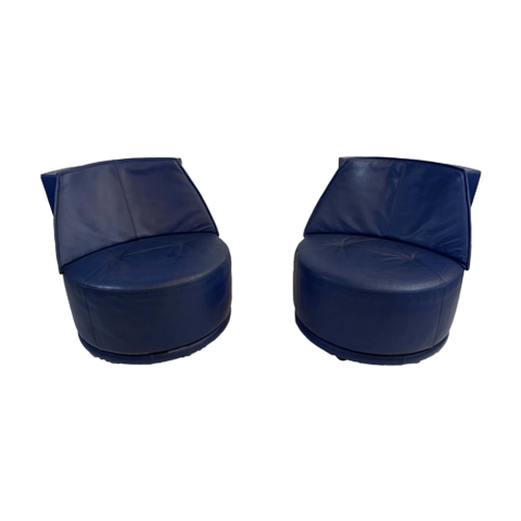 Guetan Roterende Fauteuil Blauw Leer