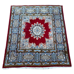 Handgeknoopt Kerman Rood Vloerkleed 115X132Cm Perzisch Tapijt