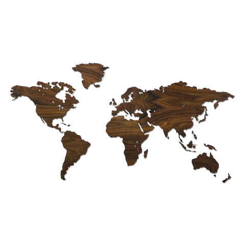 Houten Wereldkaart - Palissanderhout