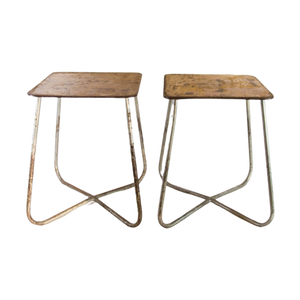 Industrial Stool | Plywood Seat | Well-Worn | Vintage 50'S | 4 Available