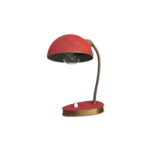 Jaren '50 Bureaulamp Rood / Messing