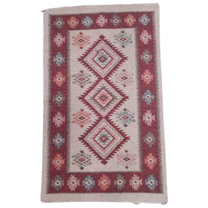 Kelim Kilim Kleedje Beige Rozerood Abstracte Print 117/71