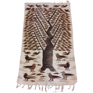 Kleed Kelim Stijl Geweven Boom Met Vogels Bruin Beige 145/90