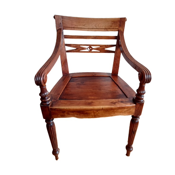 Koloniale Raffles Rosewood Eethoek Met 4 Armleun Stoelen