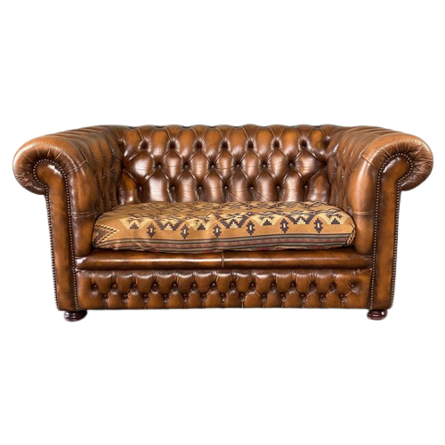 Leuke 2 Zits Rundleren Chesterfield Bank