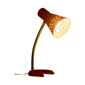 Mid-Century Pinocchio Lamp | Horseshoe Base | Red Wrinkle Paint | Vintage 50'S