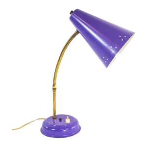 Midcentury Table Lamp | Purple And Brass | Vintage 60'S