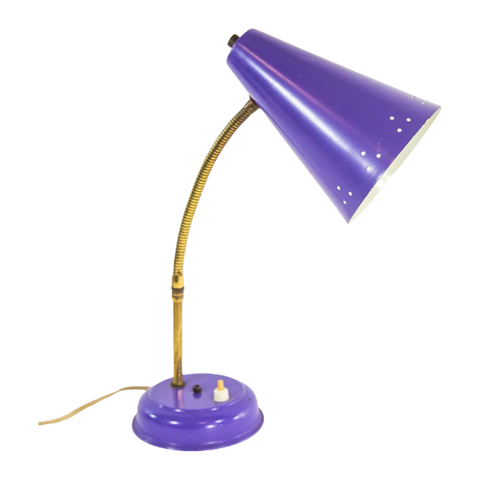 Midcentury Table Lamp | Purple And Brass | Vintage 60'S