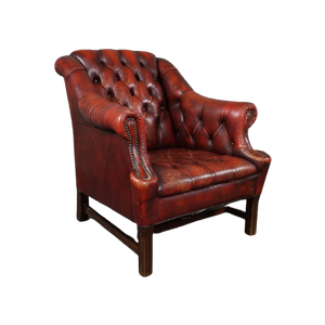 Mooie Stoere Sleetse Rundleren Chesterfield Fauteuil