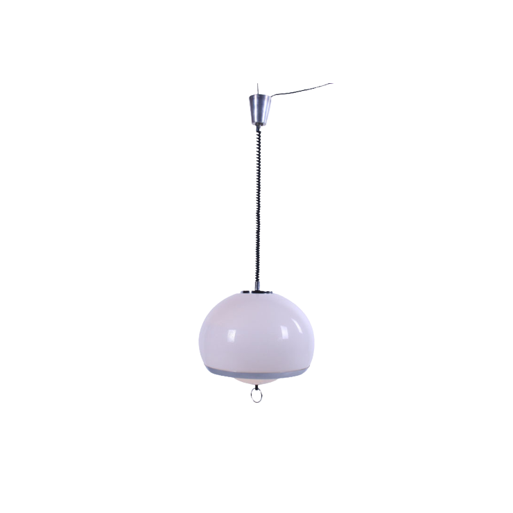 Opaline Space Age Duitse Hanglamp Met Harmonica Koord