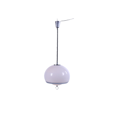 Opaline Space Age Duitse Hanglamp Met Harmonica Koord