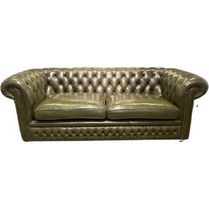 Originele Springavale Chesterfield 3 Zits Bank Groen Vinatage