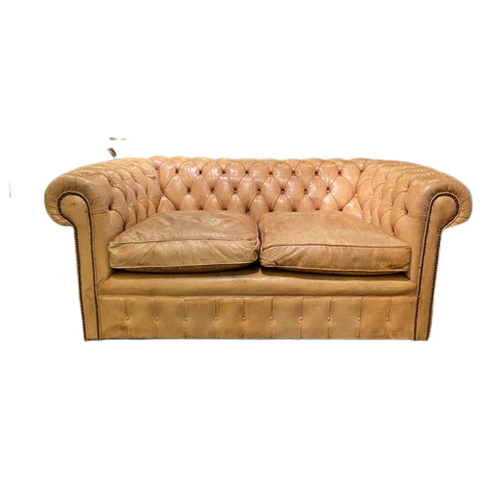 Oude Antiek Chesterfield 2 Bank Camel Cognac