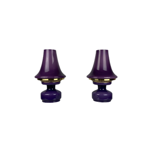 Pair Of Purple Glass Mushroom Table Lights B-124 By Hans Agne Jakobsson For Ab Markaryd