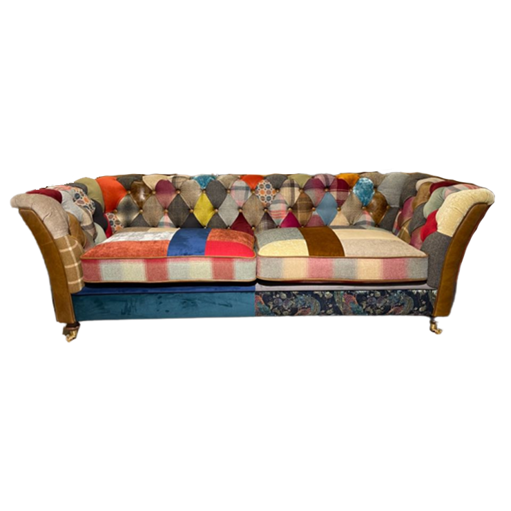 Patchwork Chesterfield Bank Multicolour Harris Tweed Stof