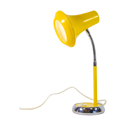 Postmodern Desk Lamp | Bright Yellow | Flexible Gooseneck Arm | Vintage 70'S